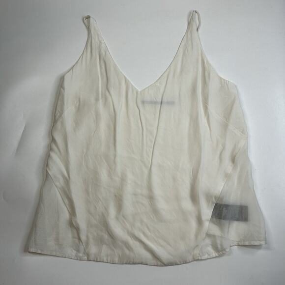 J Brand Top Womens Medium Lucy V-Neck Camisole Tank Ivory Silk Lightweight - Picture 1 of 7